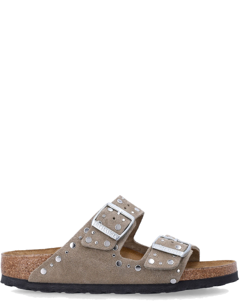 Arizona Rivet Taupe Suede Leather Sandals Birkenstock – Гарантія оригінальності