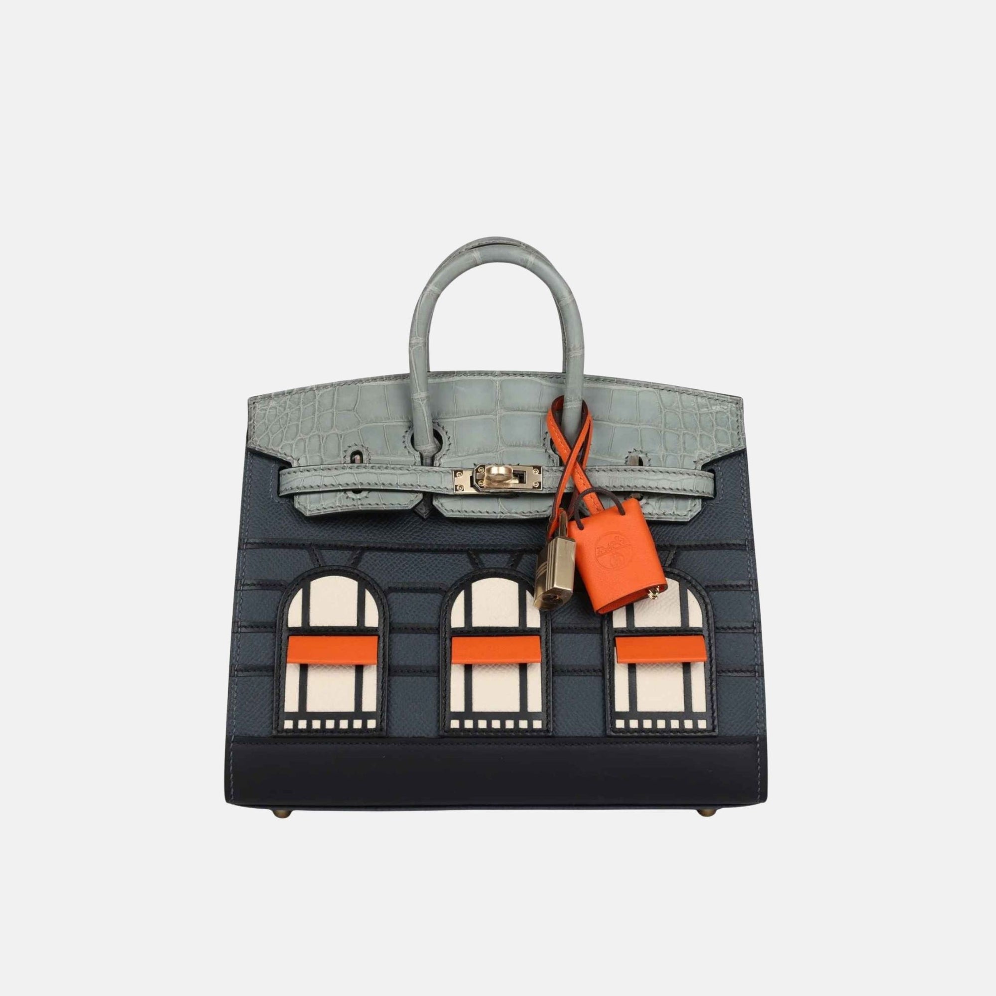 Оригінальна Birkin 20 Faubourg Rainy Days Gris Misty Pbhw Hermes – боковий вид