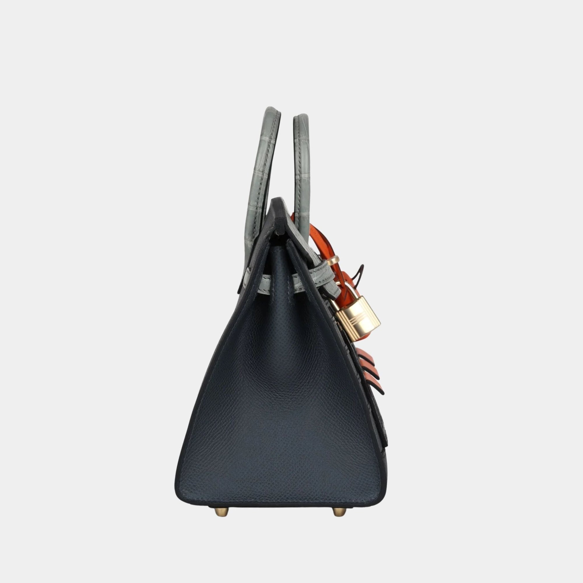 Оригінальна Birkin 20 Faubourg Rainy Days Gris Misty Pbhw Hermes – вид ззаду
