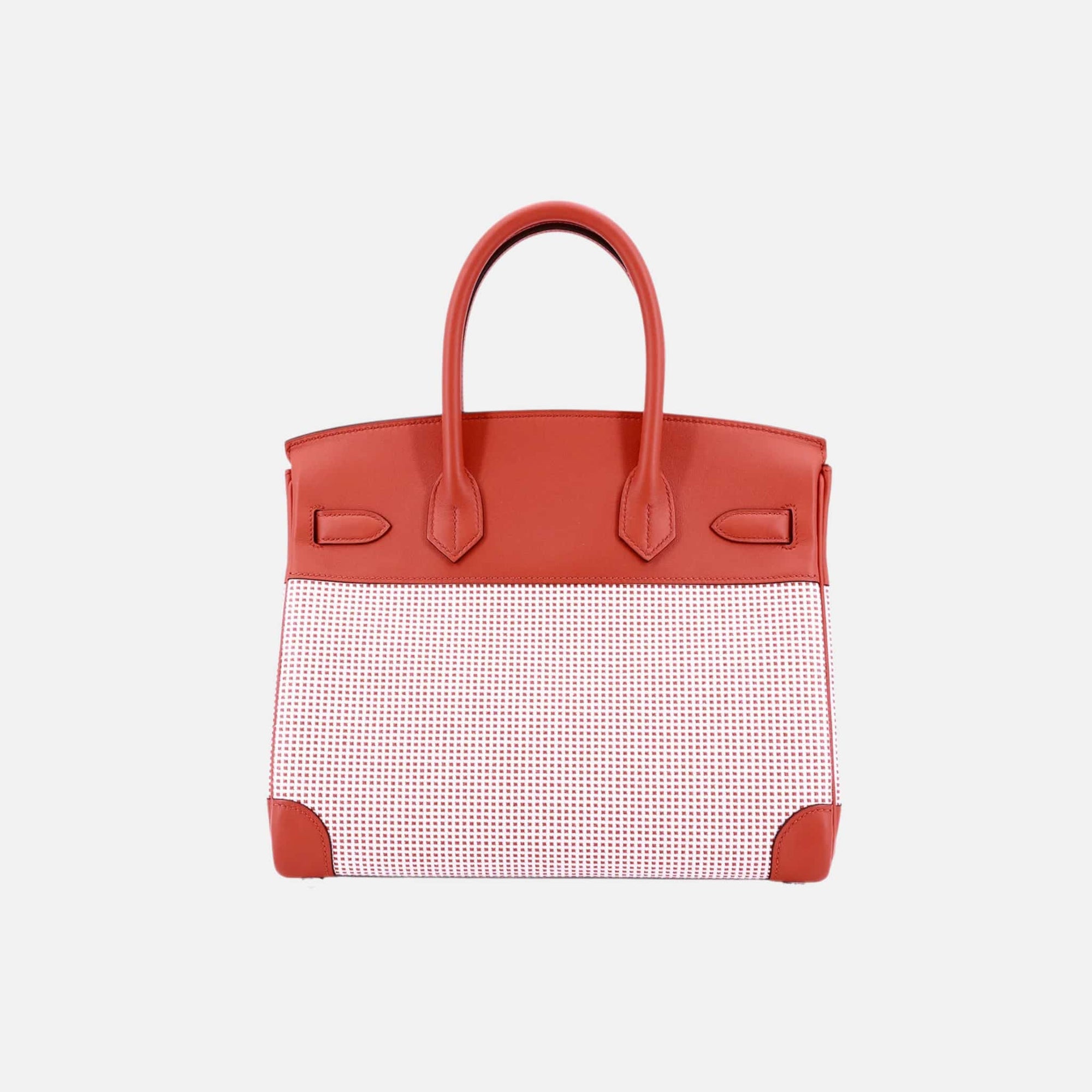 Оригінальна Birkin 30 Limited Edition Tri-Color Toile Quadrille Canvas-Swift Phw Hermes – вид ззаду