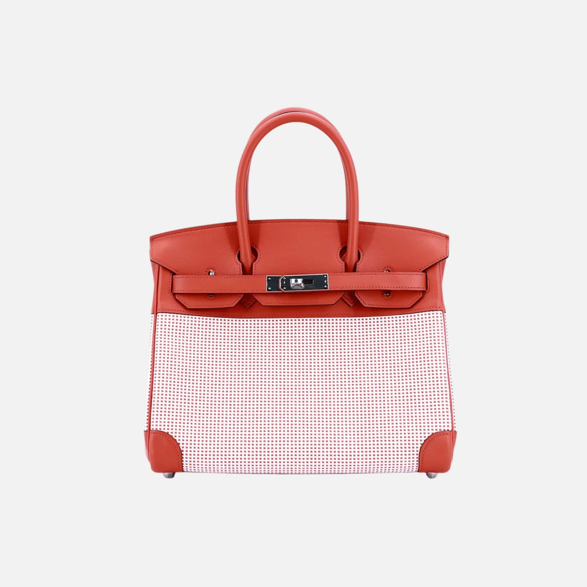 Оригінальна Birkin 30 Limited Edition Tri-Color Toile Quadrille Canvas-Swift Phw Hermes – боковий вид