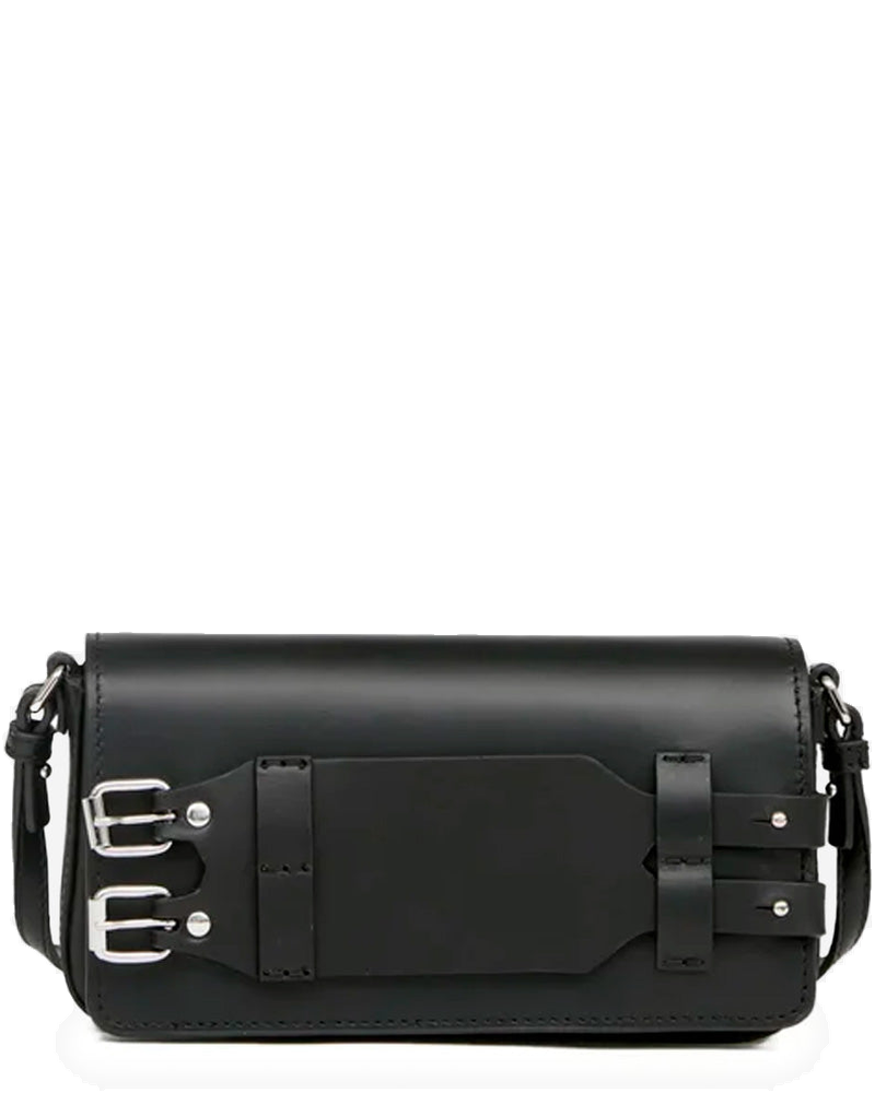 Оригінальна Black Leather Bracelet Bag With White Stitching Maison margiela
