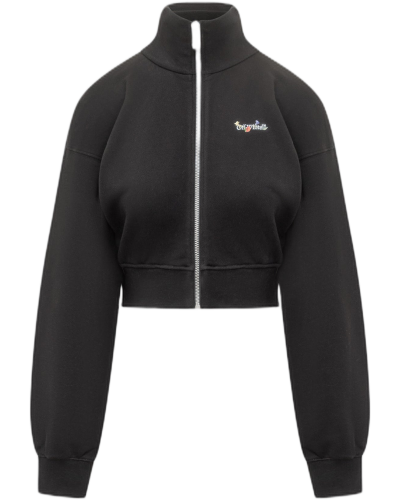 Оригінальна Black Zip Up Cropped Sweatshirt Off-white