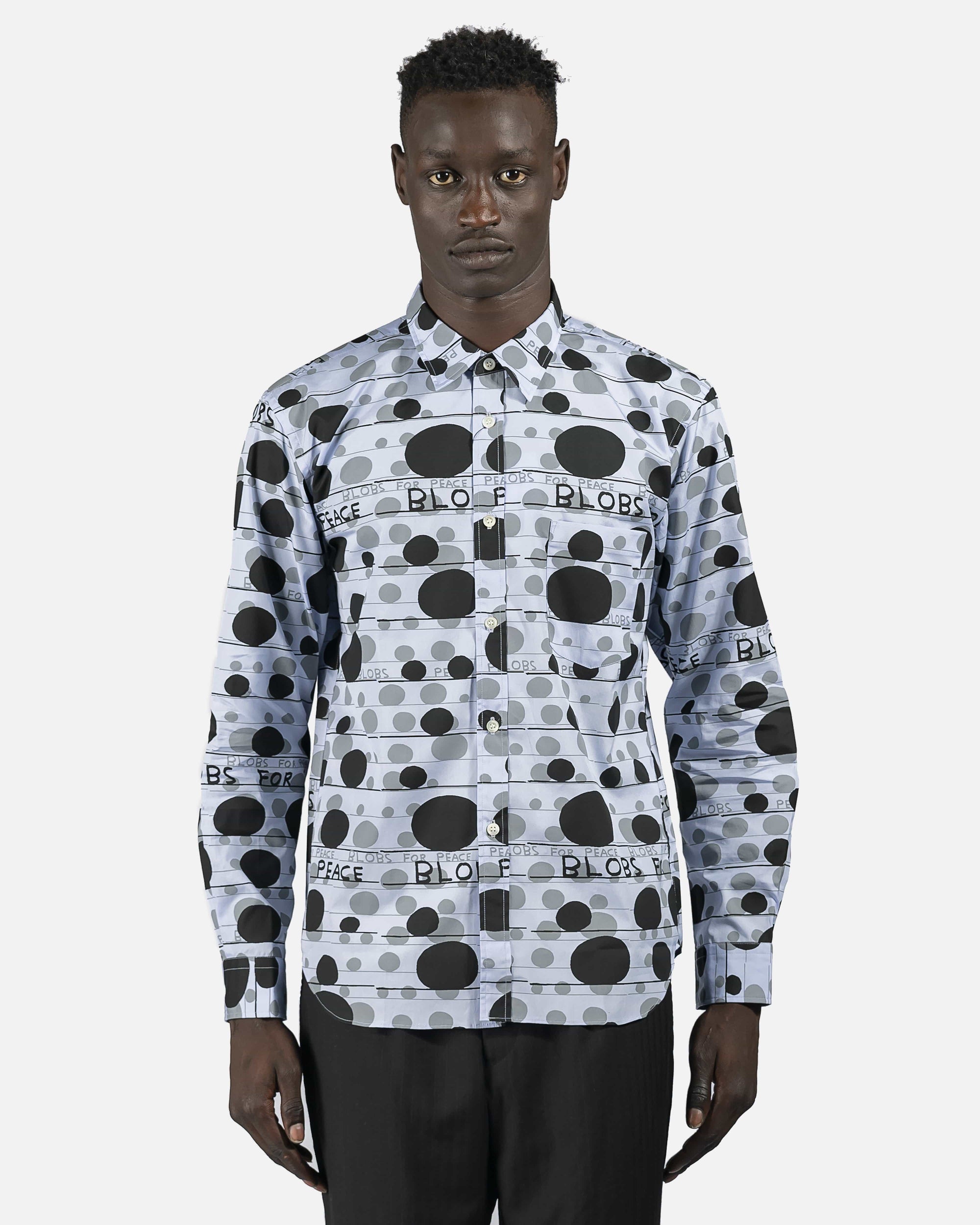 Оригінальна Blobs For Peace Button-Up In Pale Blue Comme des garcons – боковий вид