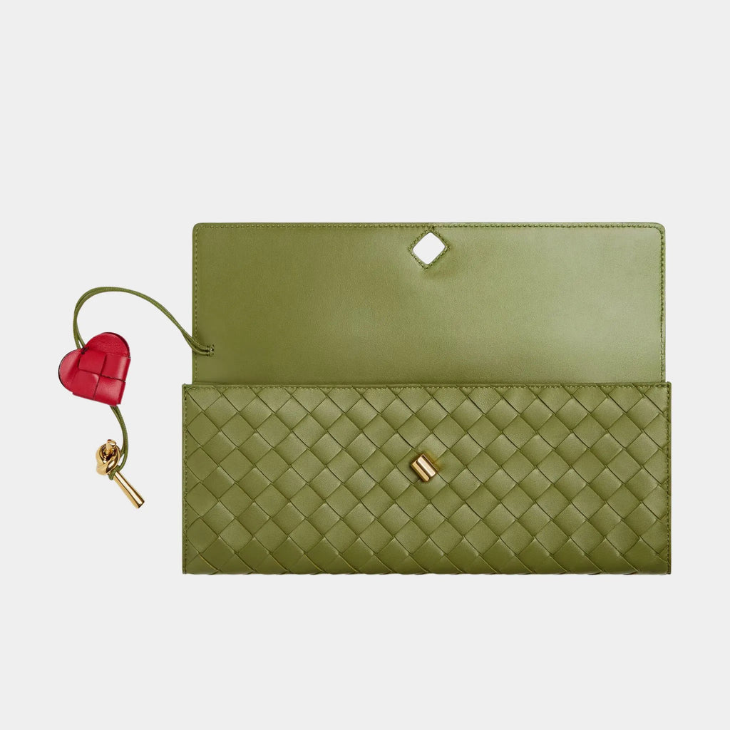 Оригінальна Andiamo Clutch Intrecciato Lambskin Leather Bottega veneta – вид ззаду