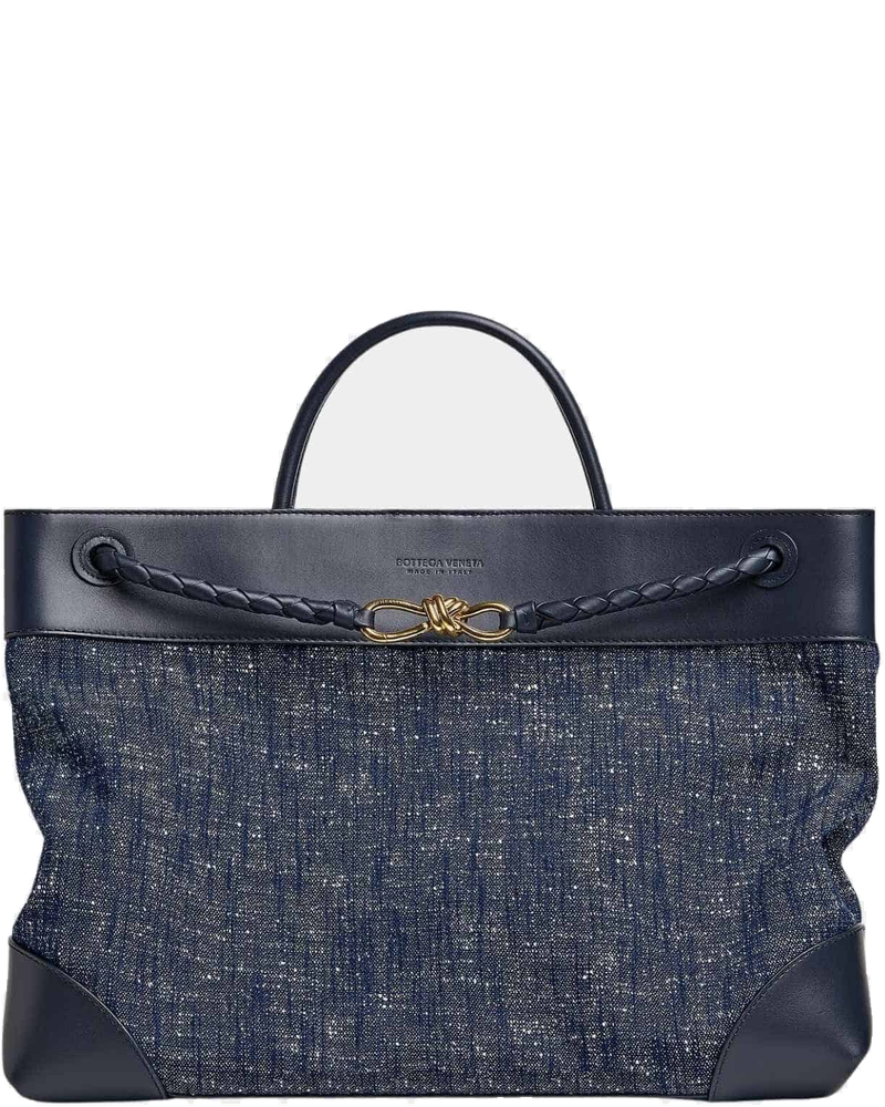 Оригінальна Large Andiamo Denim Boucle Calfskin Leather Handbag Bottega veneta