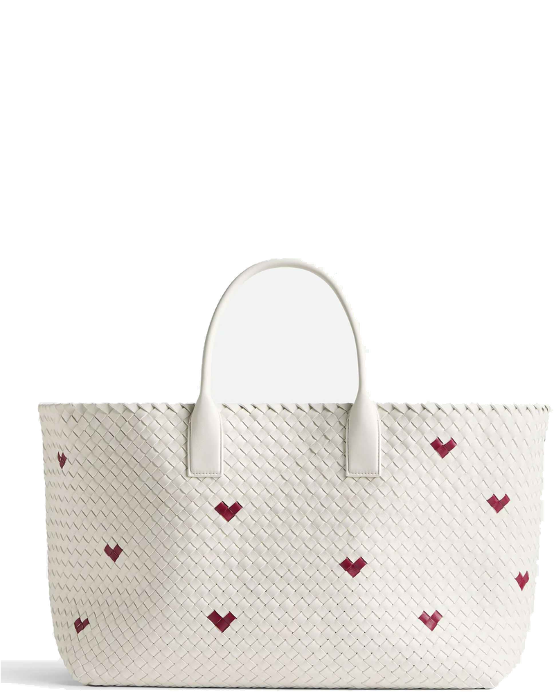 Large Cabat Tote In White & Dark Red Leather Bottega veneta оригінал – Купити в Україні