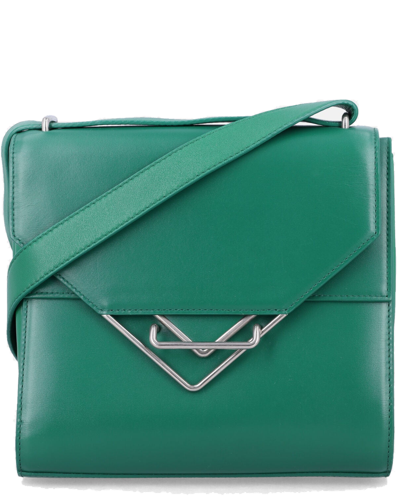 Green Leather Shoulder Bag With Geometric Closure Bottega veneta оригінал – Купити в Україні