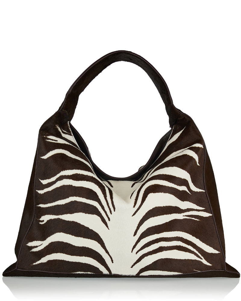 Оригінальна Large Hop Zebra Leather Shoulder Bag Bottega veneta