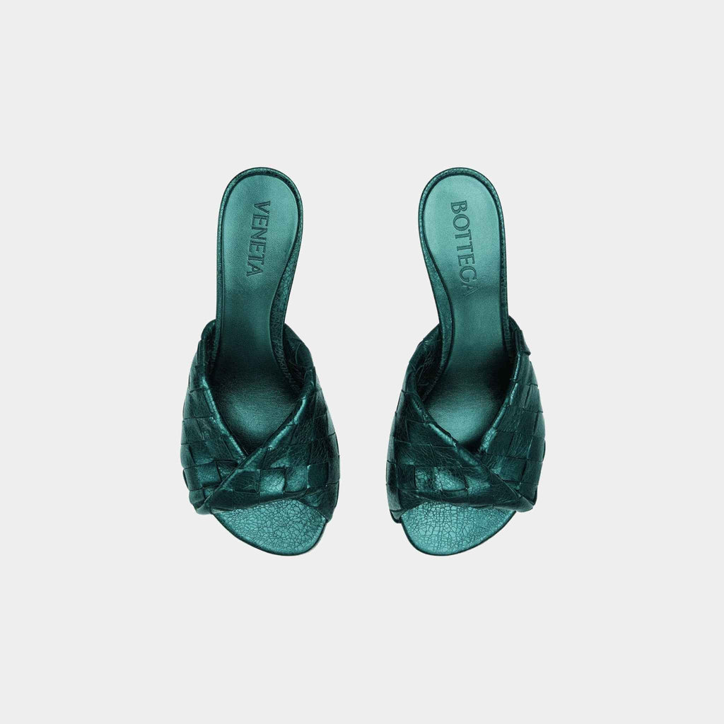 Оригінальна Blink Kitten Heel Mule Intrecciato Laminated Leather Bottega veneta – вид ззаду