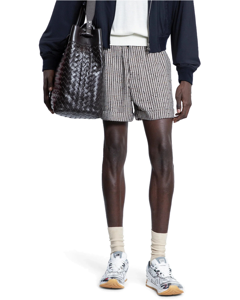 Оригінальна Knotted Viscose Check Mini Shorts Bottega veneta