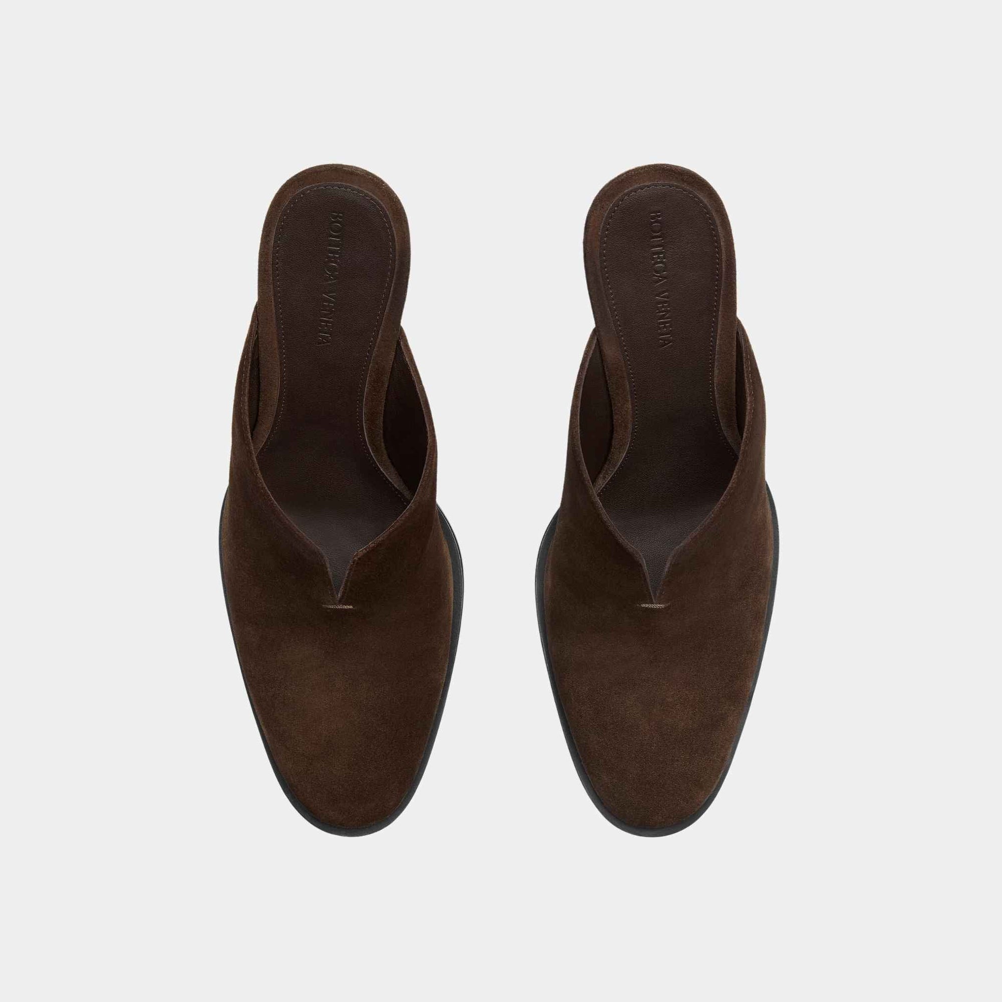 Cha-Cha Suede Mule Pump With Sculptural Heel Bottega veneta – Гарантія оригінальності – вид ззаду