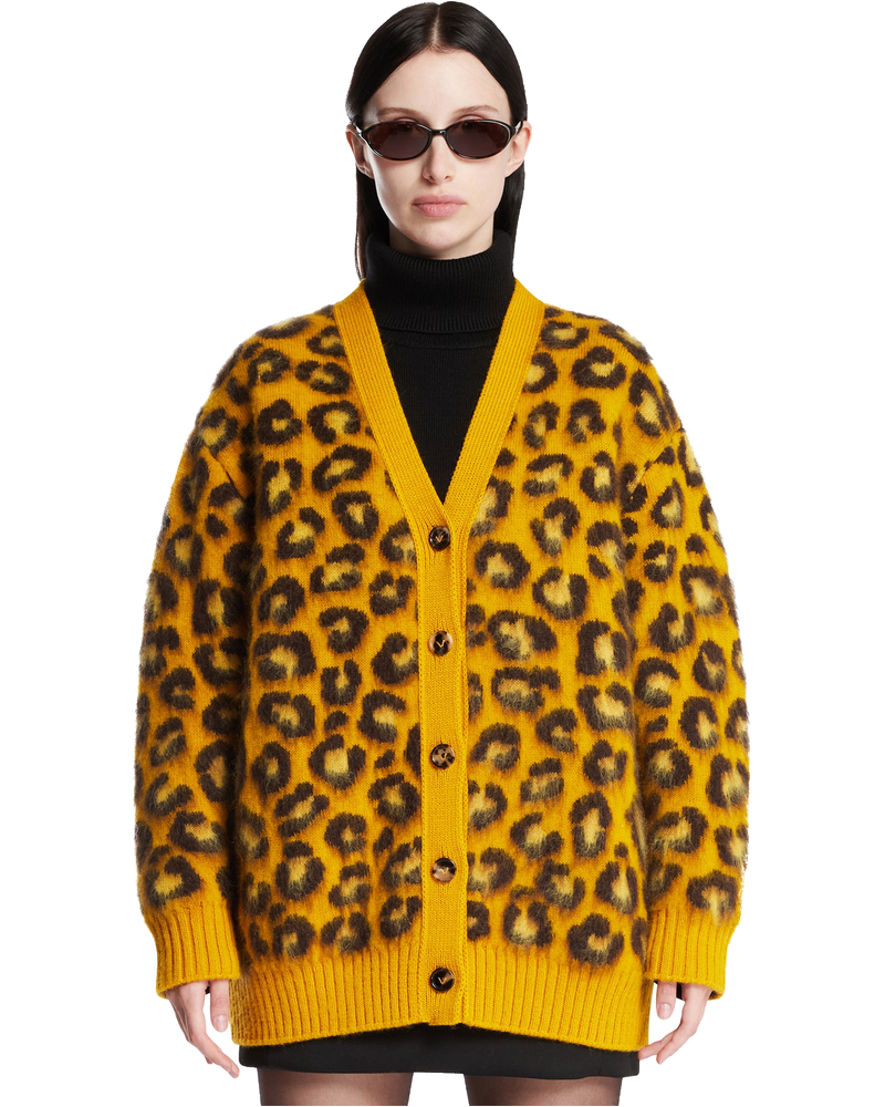 Yellow Animal Print Cardigan Bottega veneta – Гарантія оригінальності