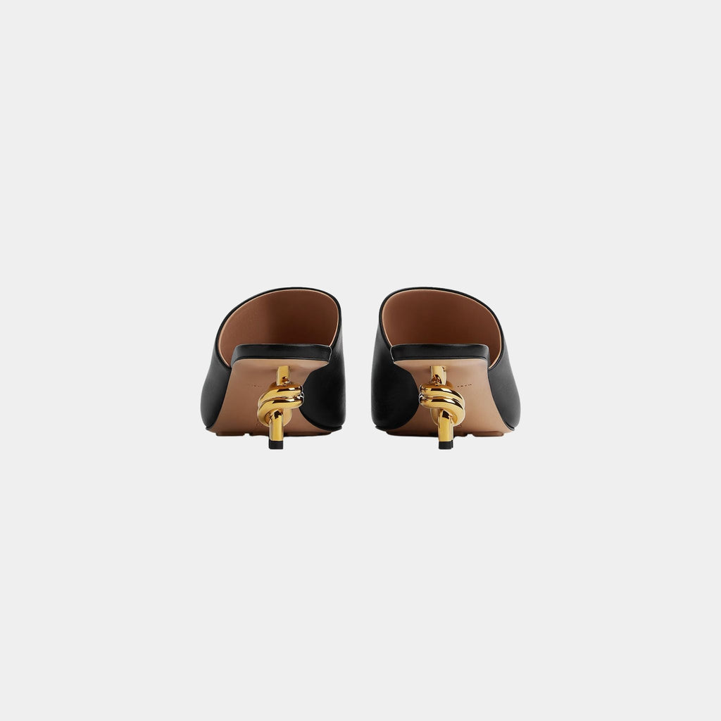 Оригінальна Knot Mule Lambskin With Gold Finished Metal MID Heel Bottega veneta – детальний вид