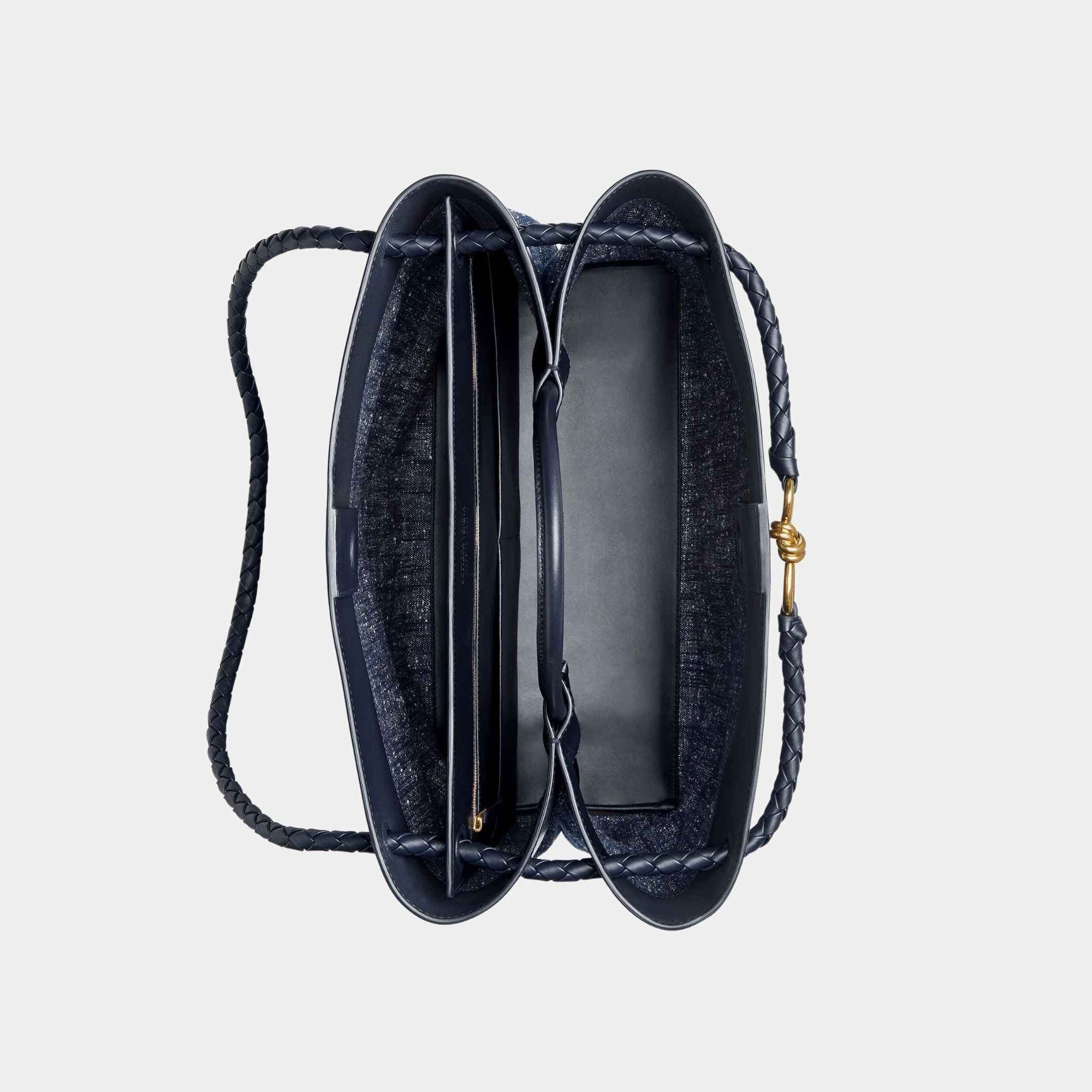 Оригінальна Large Andiamo Denim Boucle Calfskin Leather Handbag Bottega veneta – вид ззаду