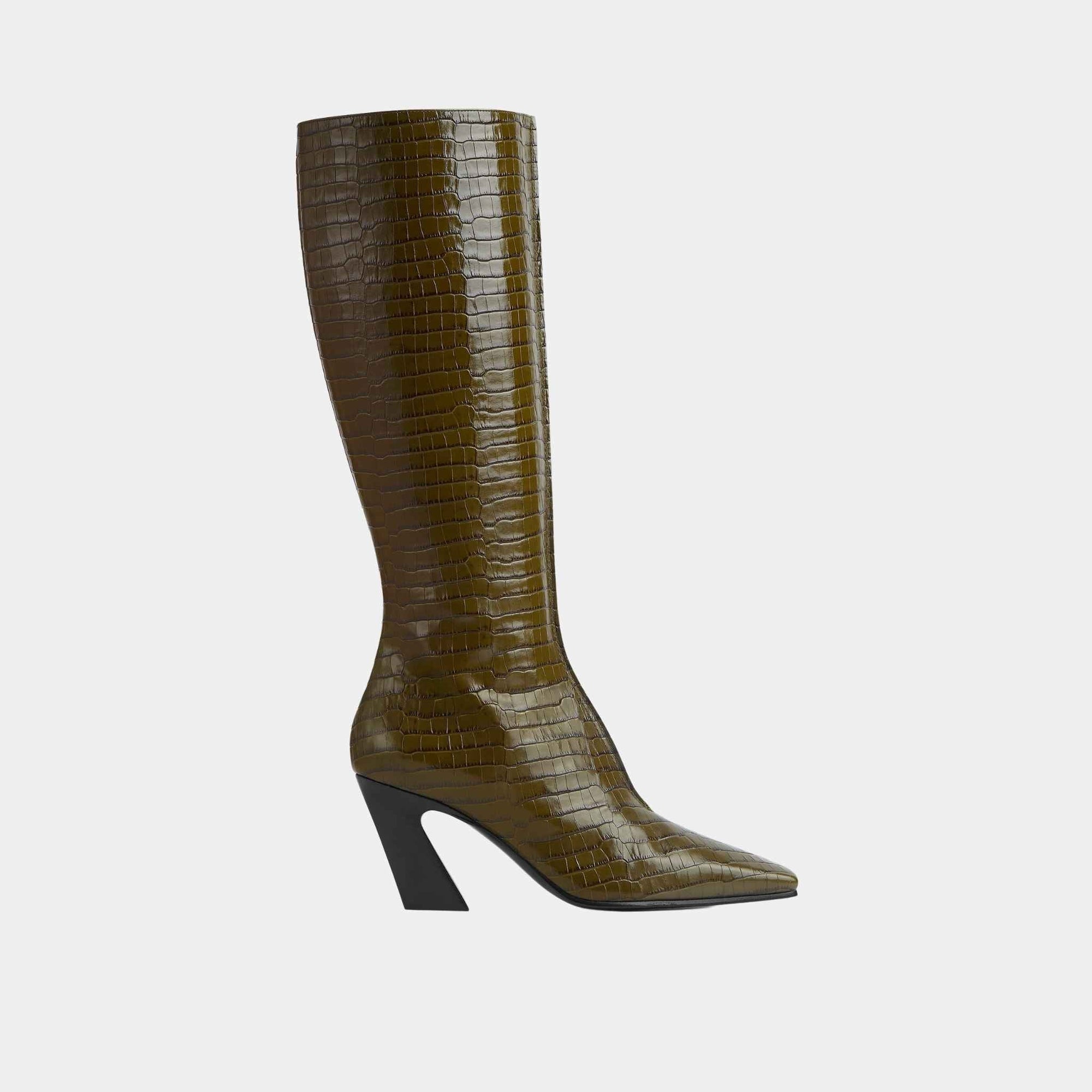 Lewis Knee-High Boot Crocodile Effect Leather Bottega veneta оригінал – Купити в Україні – боковий вид
