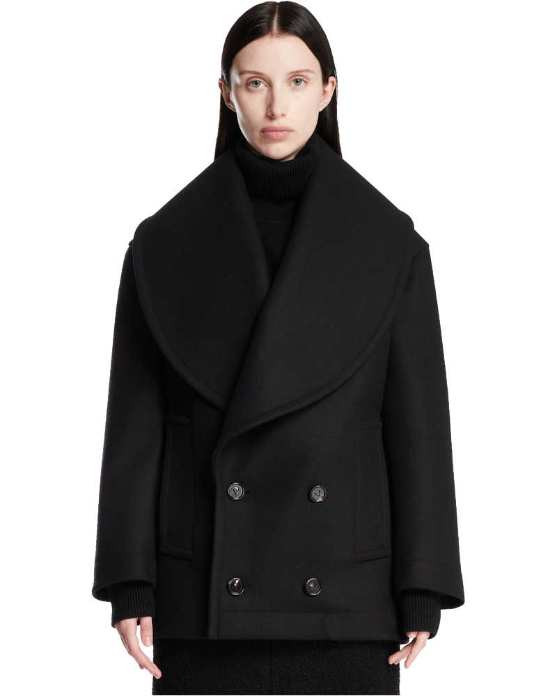 Оригінальна Black Double-Breasted Coat Bottega veneta