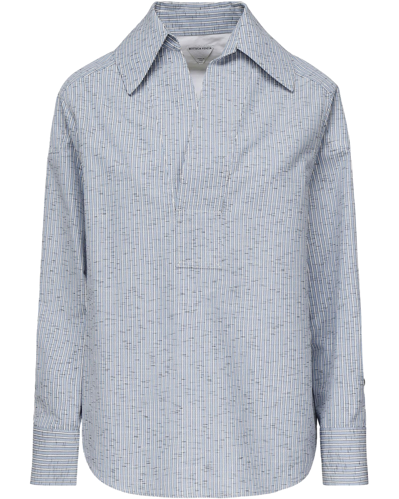 Оригінальна Camicia A Righe In Cotone E Lino Bottega veneta