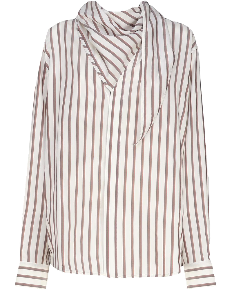 Оригінальна Camicia A Righe In Seta Con Collo Foulard Bottega veneta