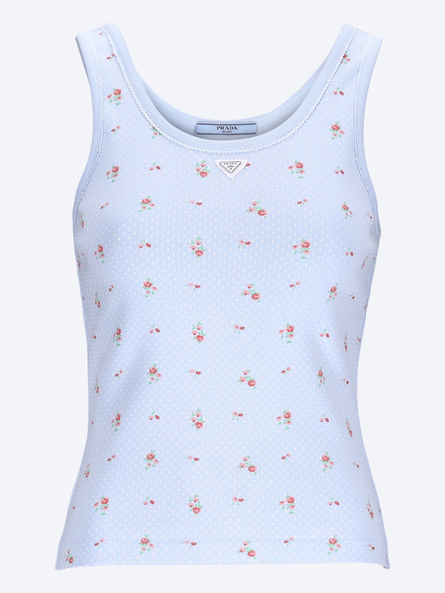 Оригінальна Bouquet Print Ribbed Knit Tank Top Prada – боковий вид