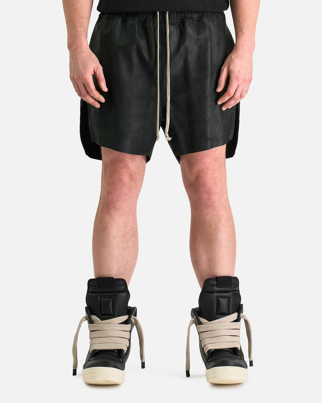 Boxers Leather Shorts In Black Rick owens оригінал – Купити в Україні – боковий вид