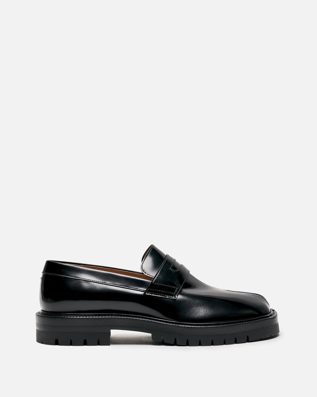 Brushed Calfskin Tabi Loafers In Black Maison margiela – Гарантія оригінальності – боковий вид