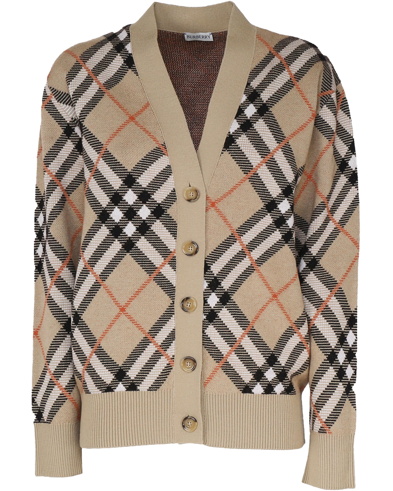 Cardigan Con Motivo Check Burberry – Гарантія оригінальності
