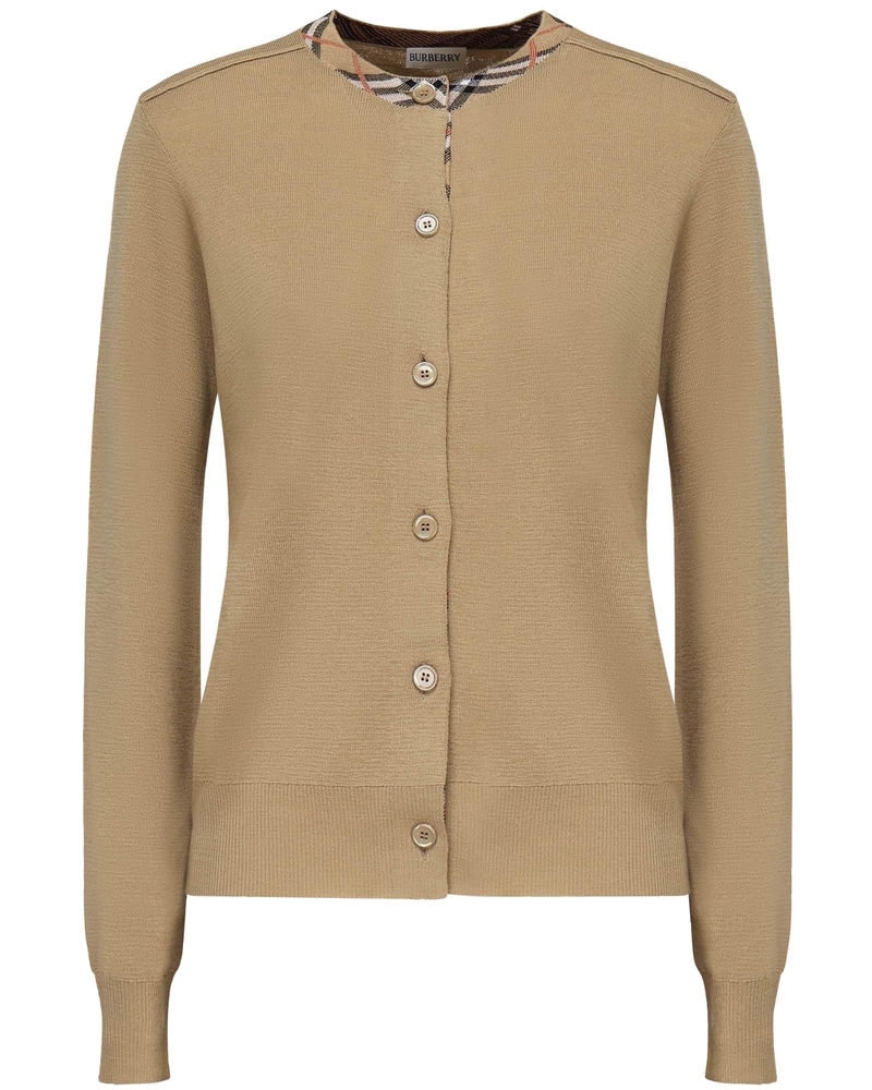 Cardigan In Lana Con Finiture Check Burberry оригінал – Купити в Україні