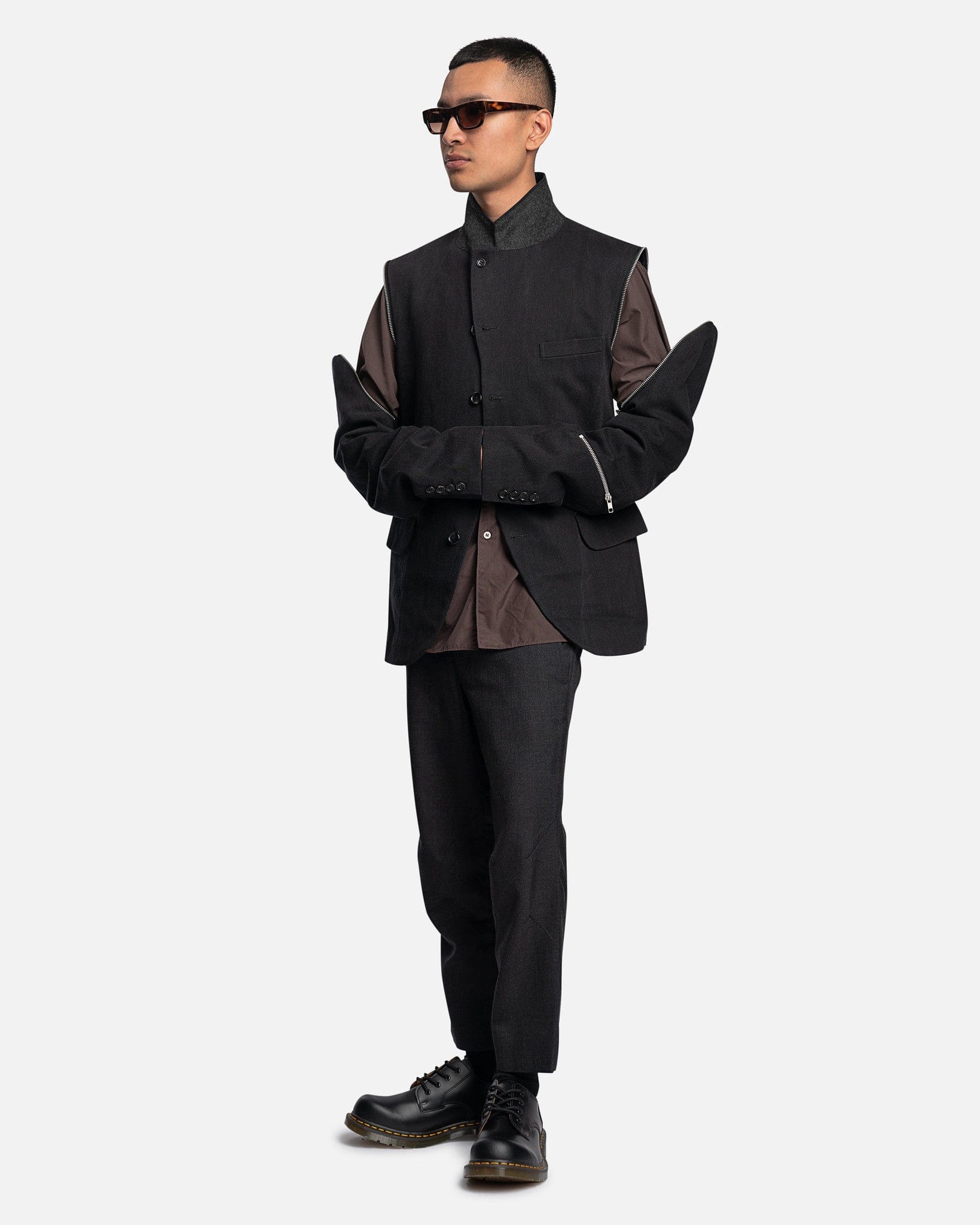 Button-Up Long Sleeve Shirt In Khaki Comme des garcons – Гарантія оригінальності – збільшений вид