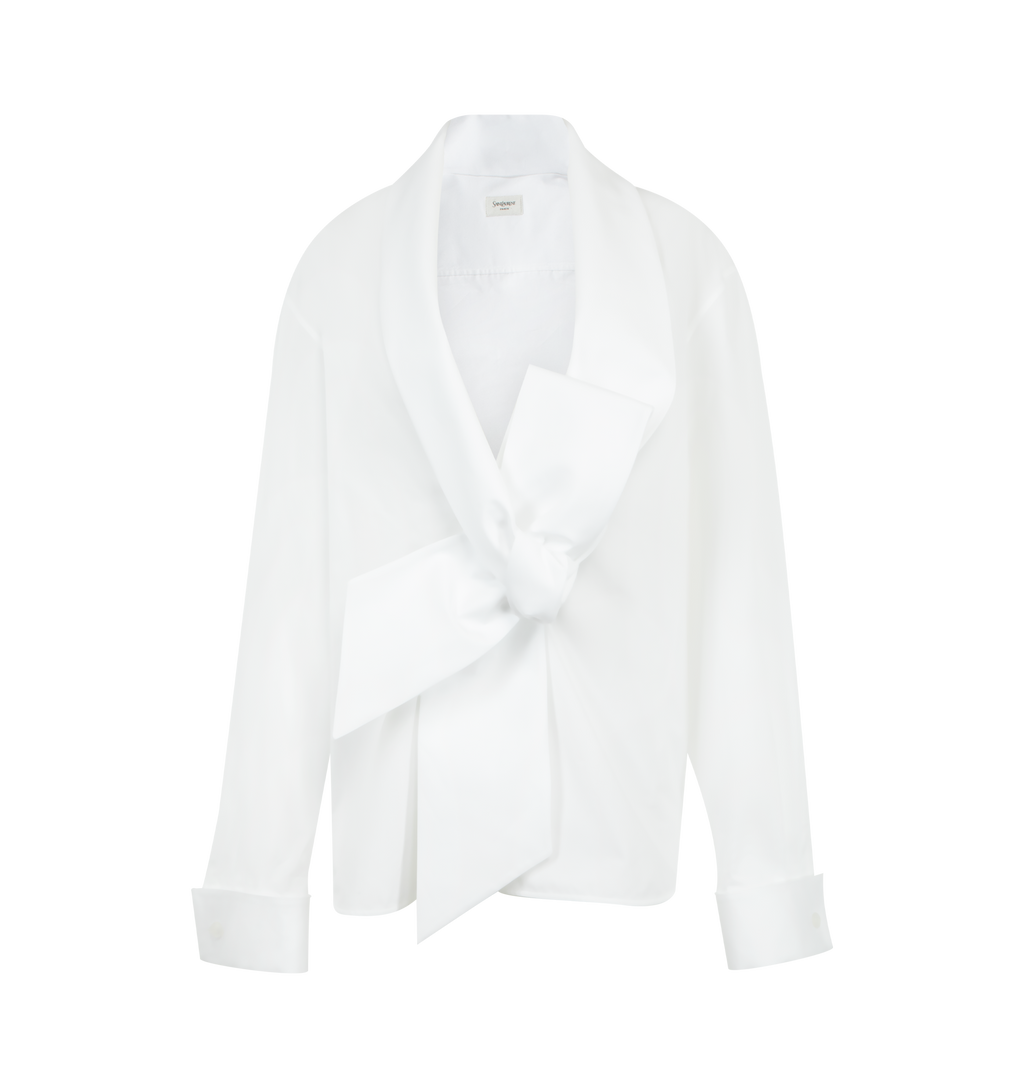 Lavalliere Shirt In Cotton Poplin Saint laurent – Гарантія оригінальності – боковий вид