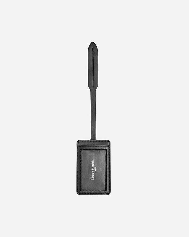 Оригінальна Calf Leather Luggage Tag In Black Maison margiela – боковий вид