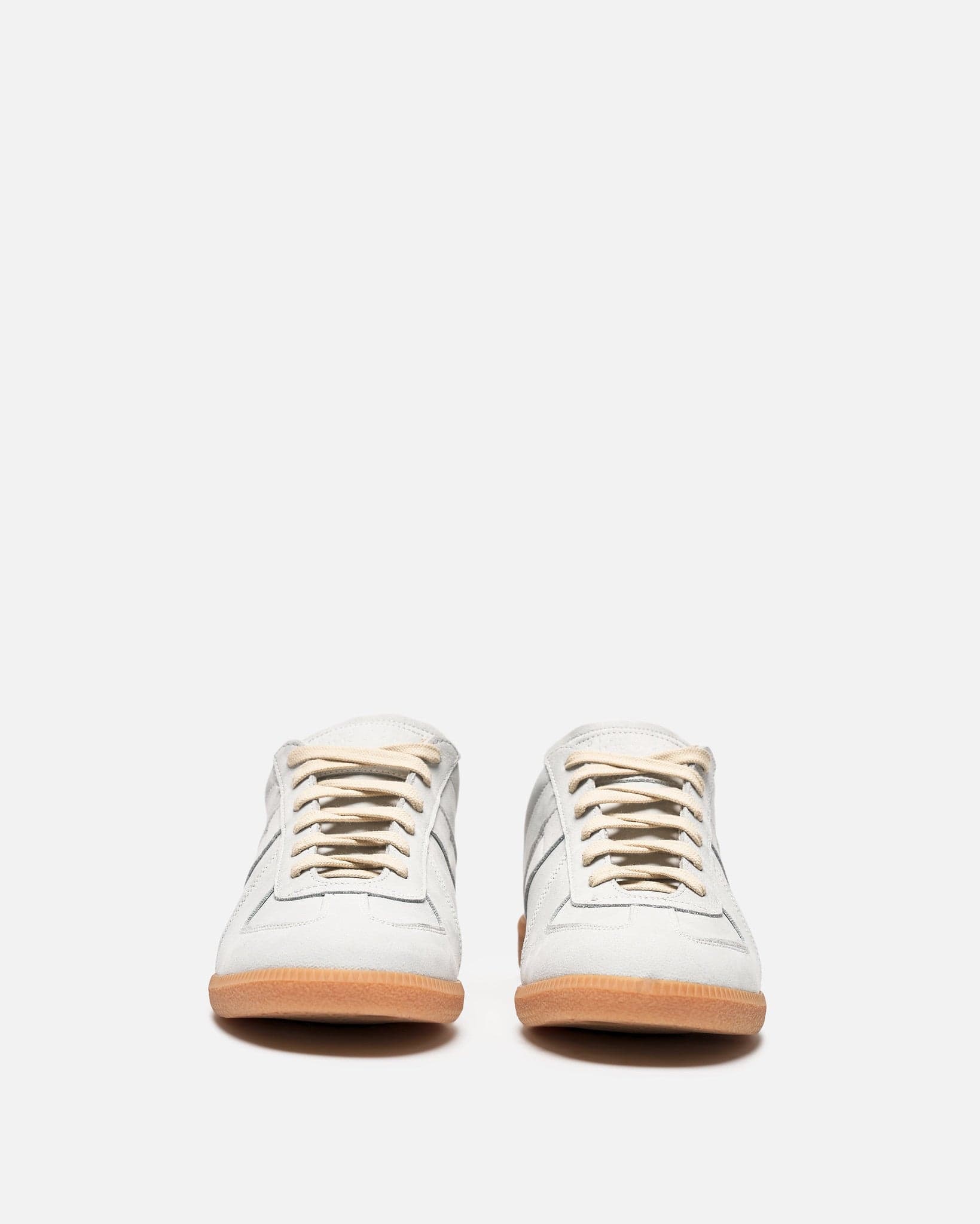 Оригінальна Camel Leather Replica Sneakers In Silver Birch Maison margiela – збільшений вид