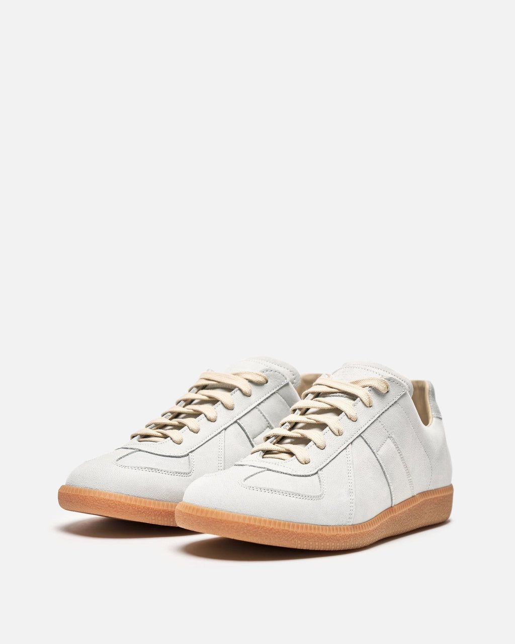 Оригінальна Camel Leather Replica Sneakers In Silver Birch Maison margiela – вид ззаду