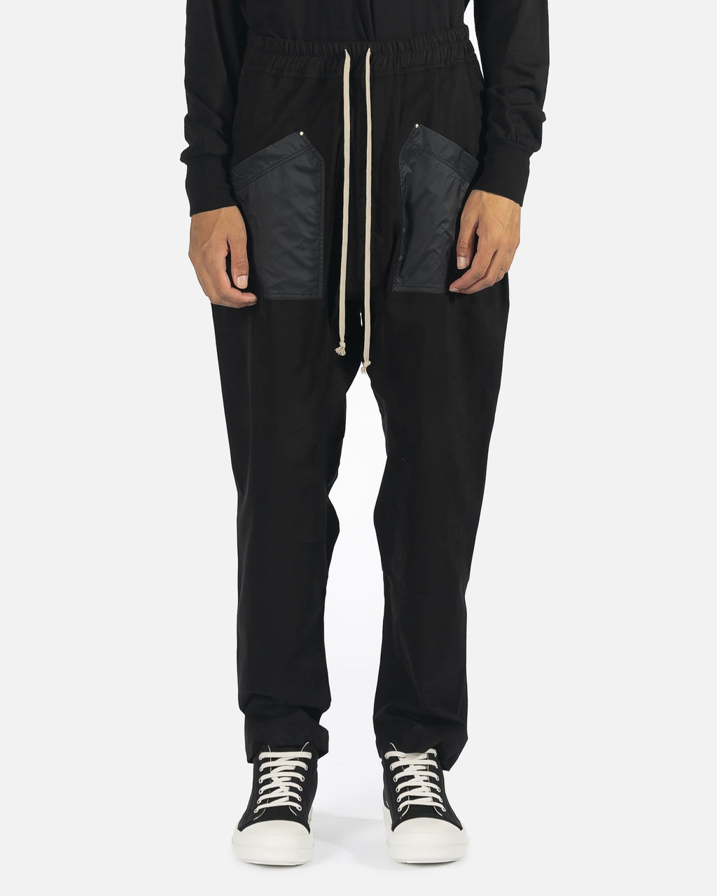 Cargo Twill Drawstring Pant In Black Rick owens – Гарантія оригінальності – боковий вид