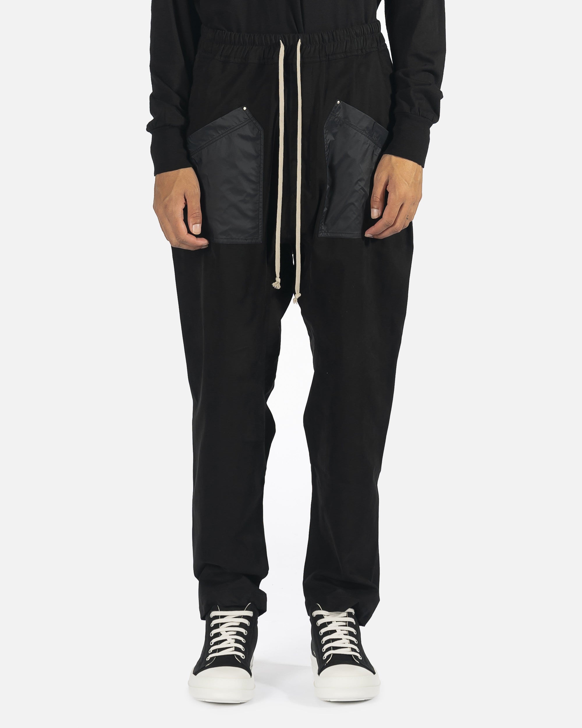Cargo Twill Drawstring Pant In Black Rick owens – Гарантія оригінальності – боковий вид