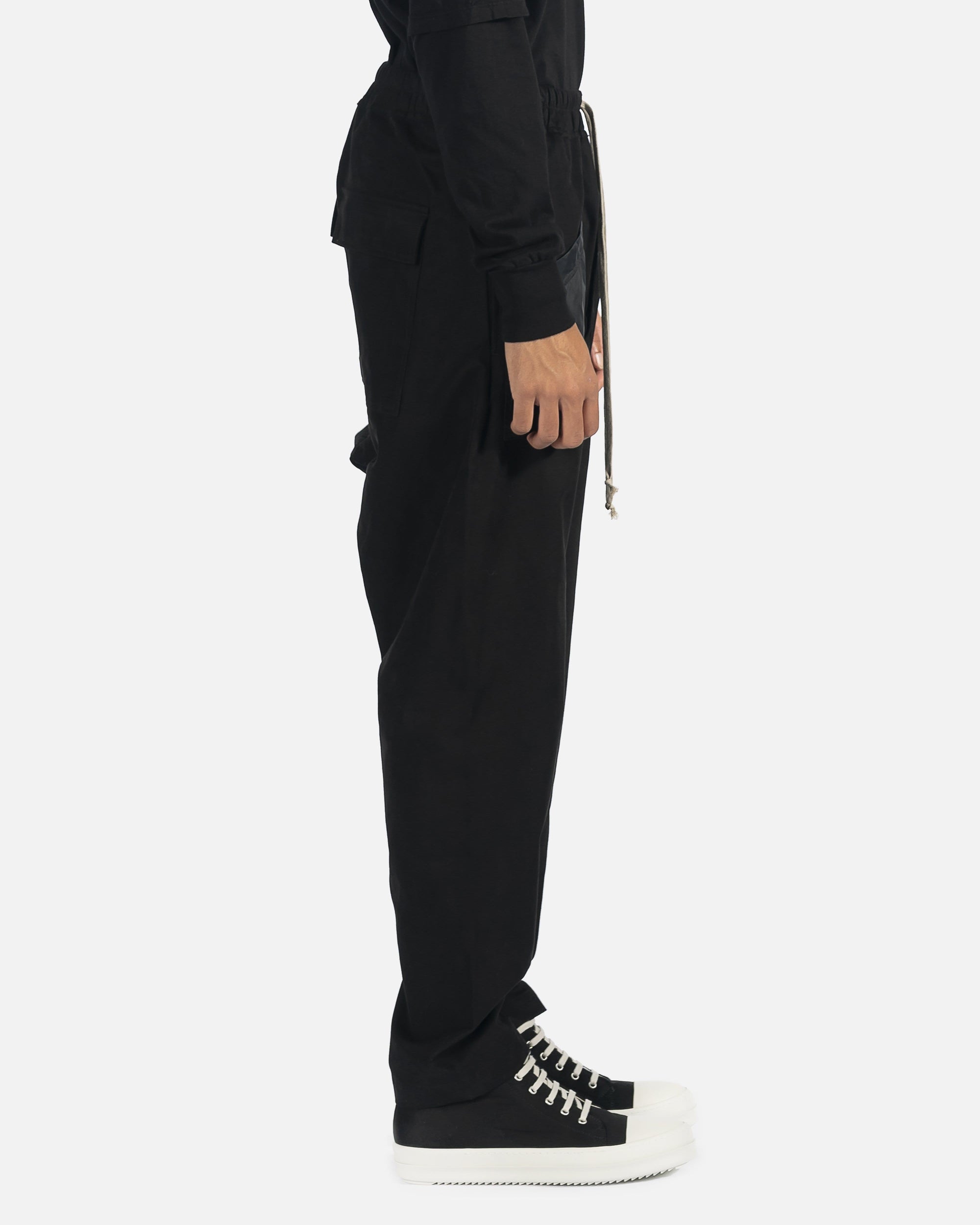 Cargo Twill Drawstring Pant In Black Rick owens – Гарантія оригінальності – детальний вид