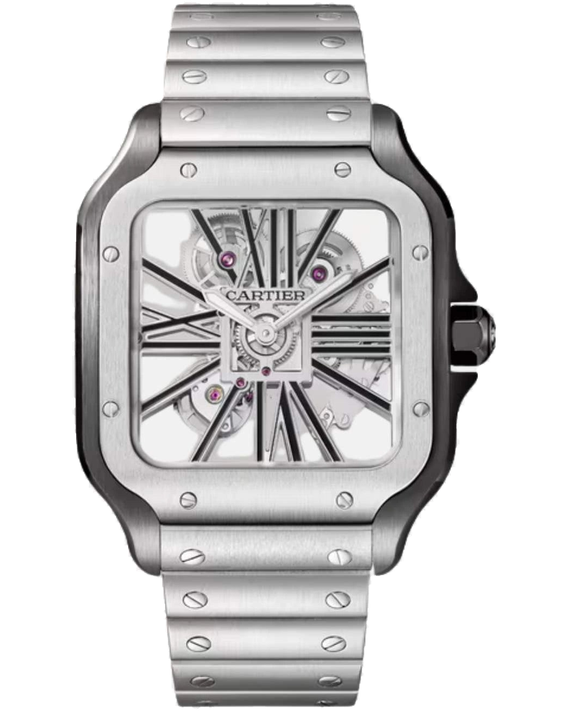 Оригінальна Santos Skeleton Large Model Black Adlc Steel Whsa0027 Cartier