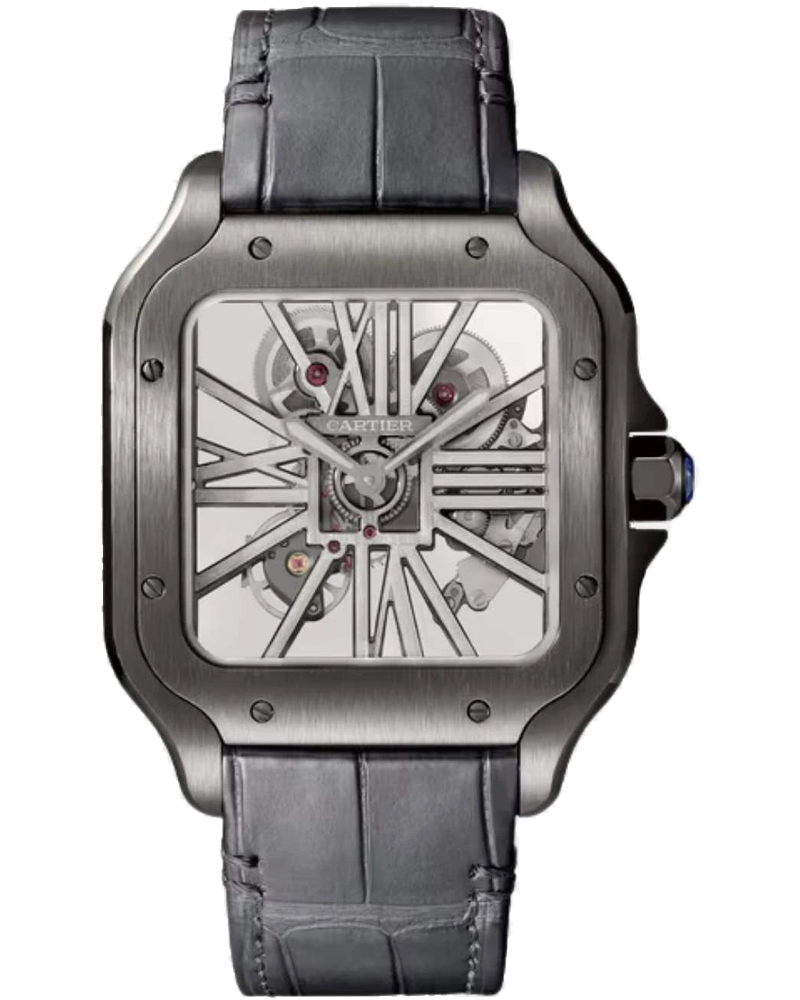 Оригінальна Santos Skeleton Large Model Black Adlc Steel Whsa0009 Cartier