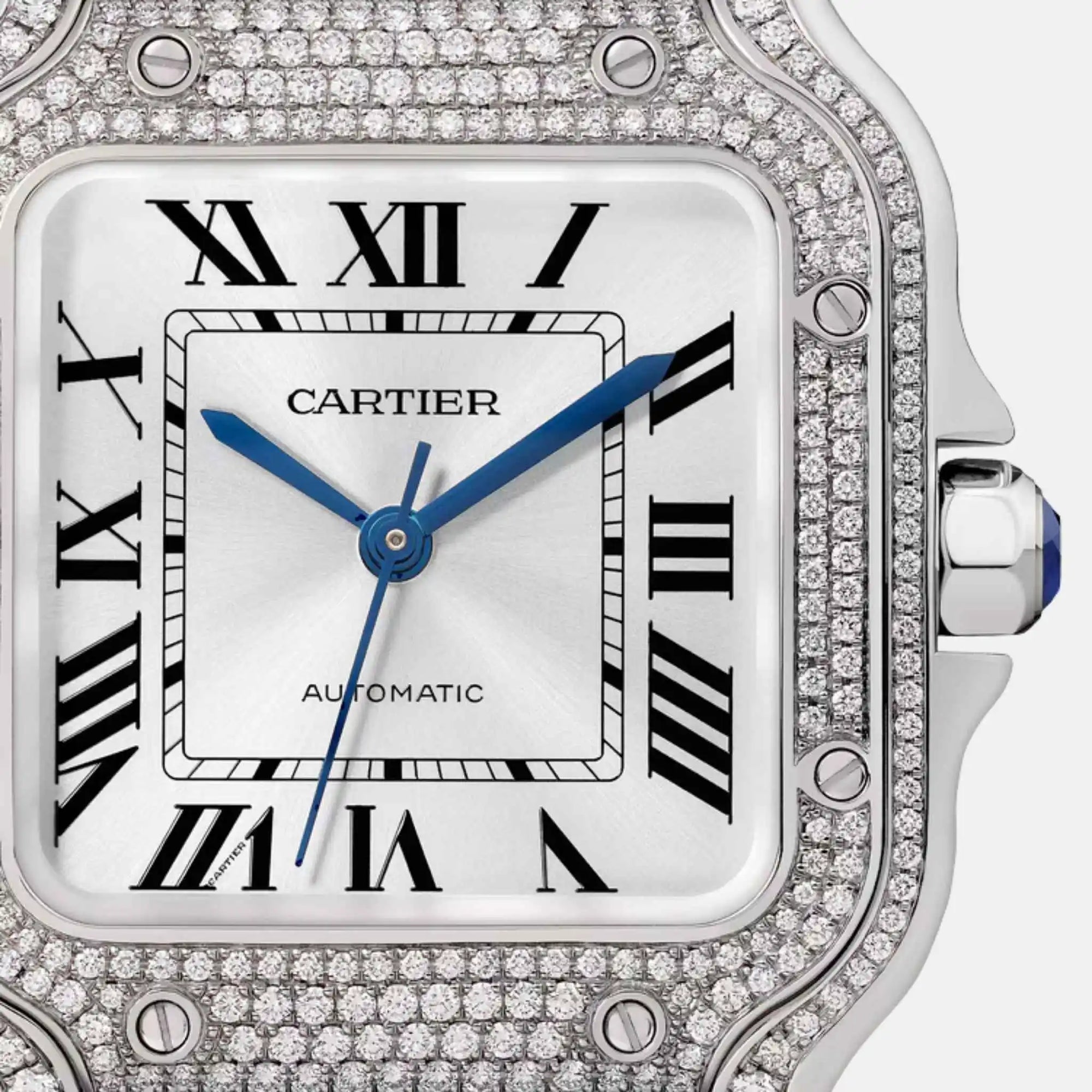 Оригінальна Santos Medium Model Rhodium White Gold Diamond Set Wjsa0014 Cartier – вид ззаду