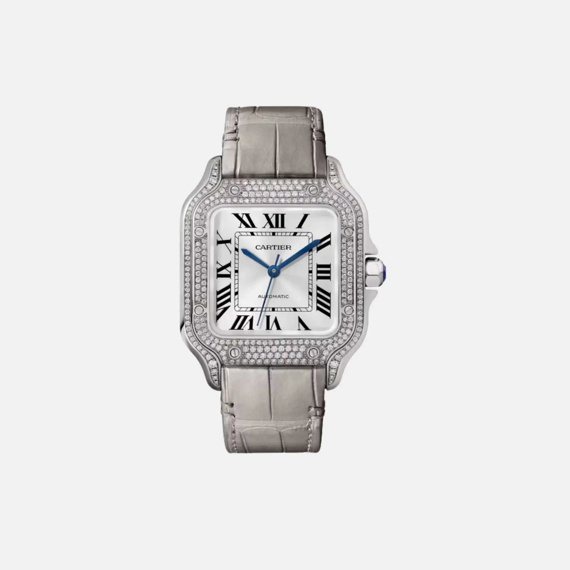 Оригінальна Santos Medium Model Rhodium White Gold Diamond Set Wjsa0014 Cartier – боковий вид