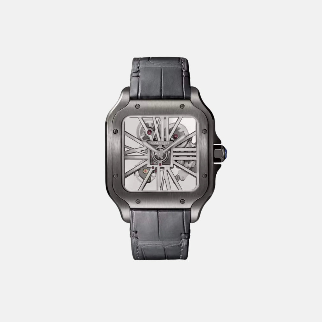 Оригінальна Santos Skeleton Large Model Black Adlc Steel Whsa0009 Cartier – боковий вид