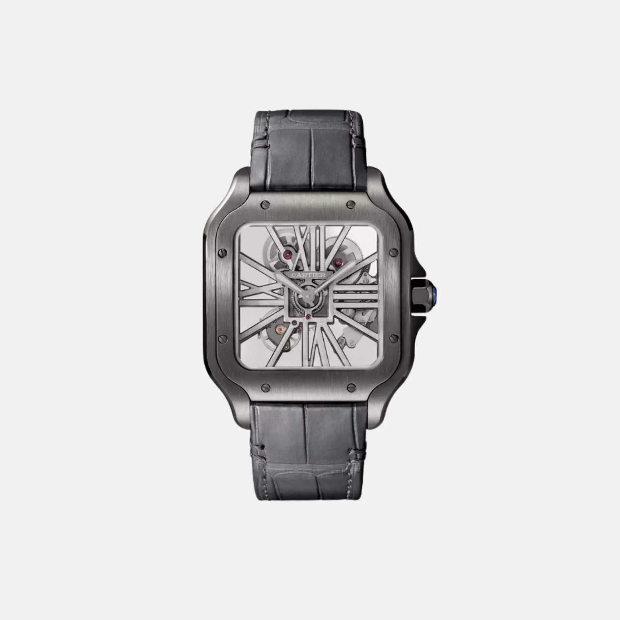 Оригінальна Santos Skeleton Large Model Black Adlc Steel Whsa0009 Cartier – боковий вид