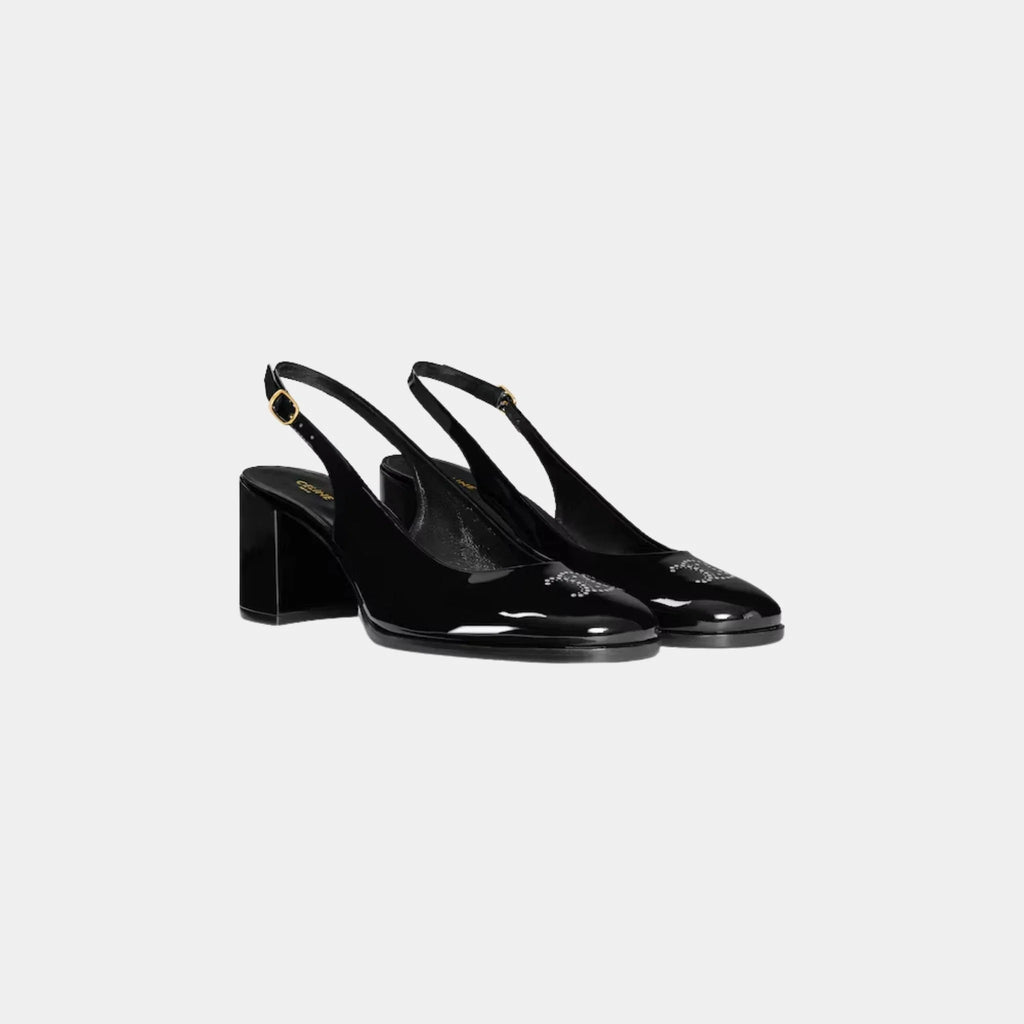 Оригінальна Lily Perforated Triomphe Slingback In Patent Calfskin Celine – вид ззаду