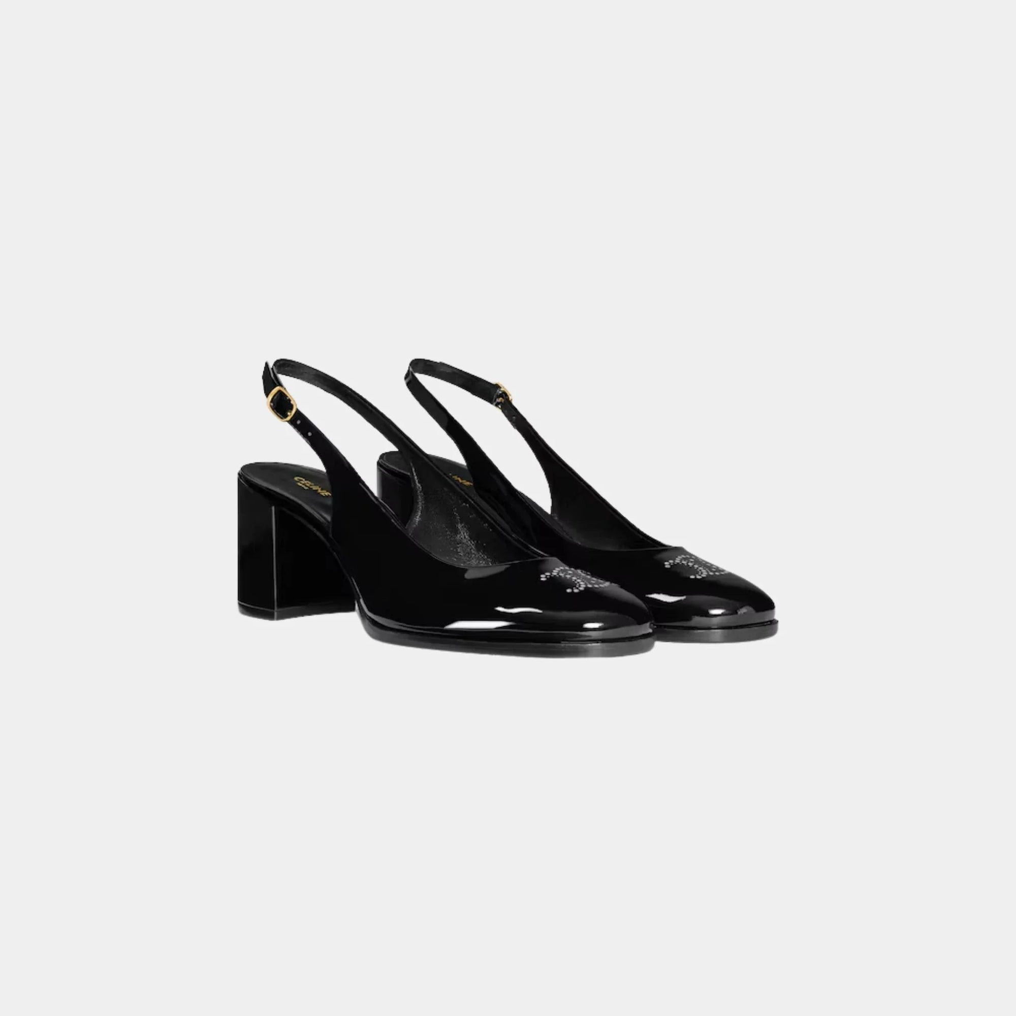 Оригінальна Lily Perforated Triomphe Slingback In Patent Calfskin Celine – вид ззаду
