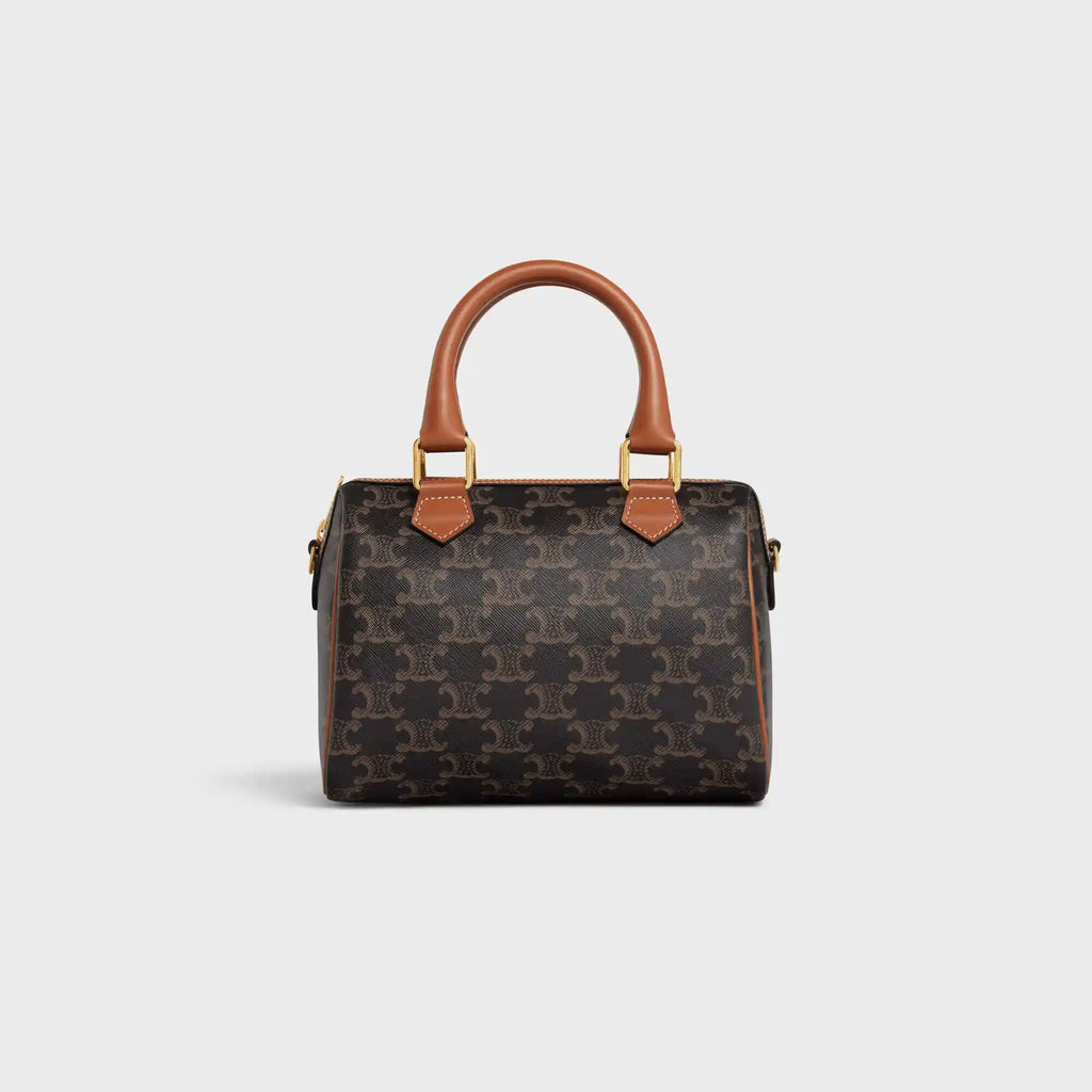 Small Boston Bag In Triomphe Canvas And Calfskin Celine оригінал – Купити в Україні – боковий вид