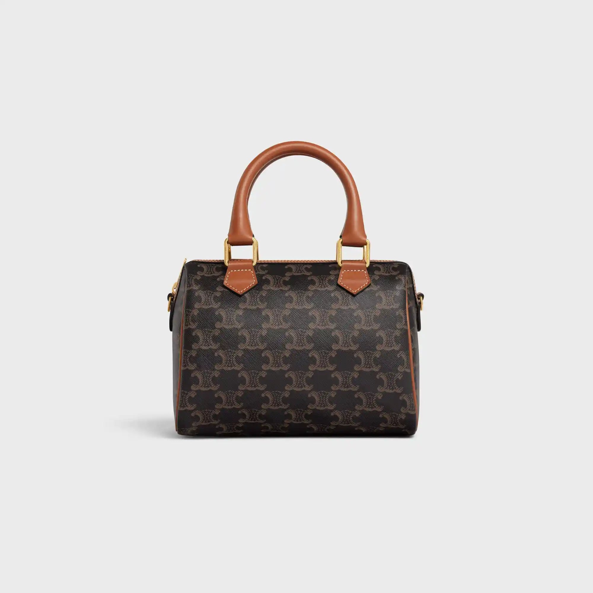 Small Boston Bag In Triomphe Canvas And Calfskin Celine оригінал – Купити в Україні – боковий вид