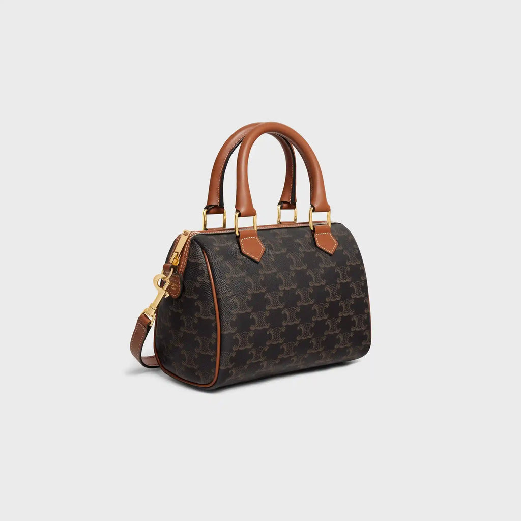 Small Boston Bag In Triomphe Canvas And Calfskin Celine оригінал – Купити в Україні – вид ззаду