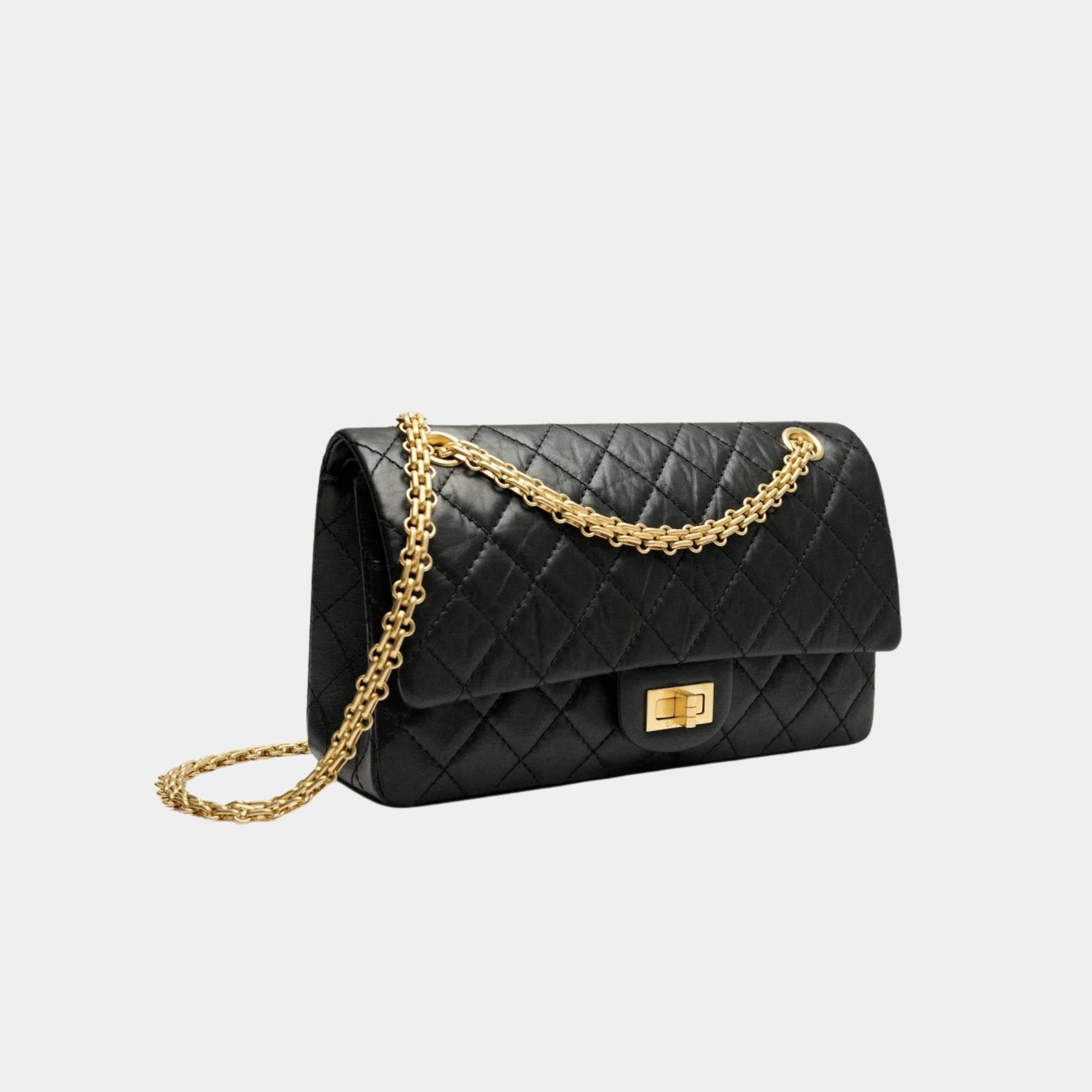 2.55 Handbag Aged Calfskin Gold Tone Metal Black Chanel оригінал – Купити в Україні – вид ззаду