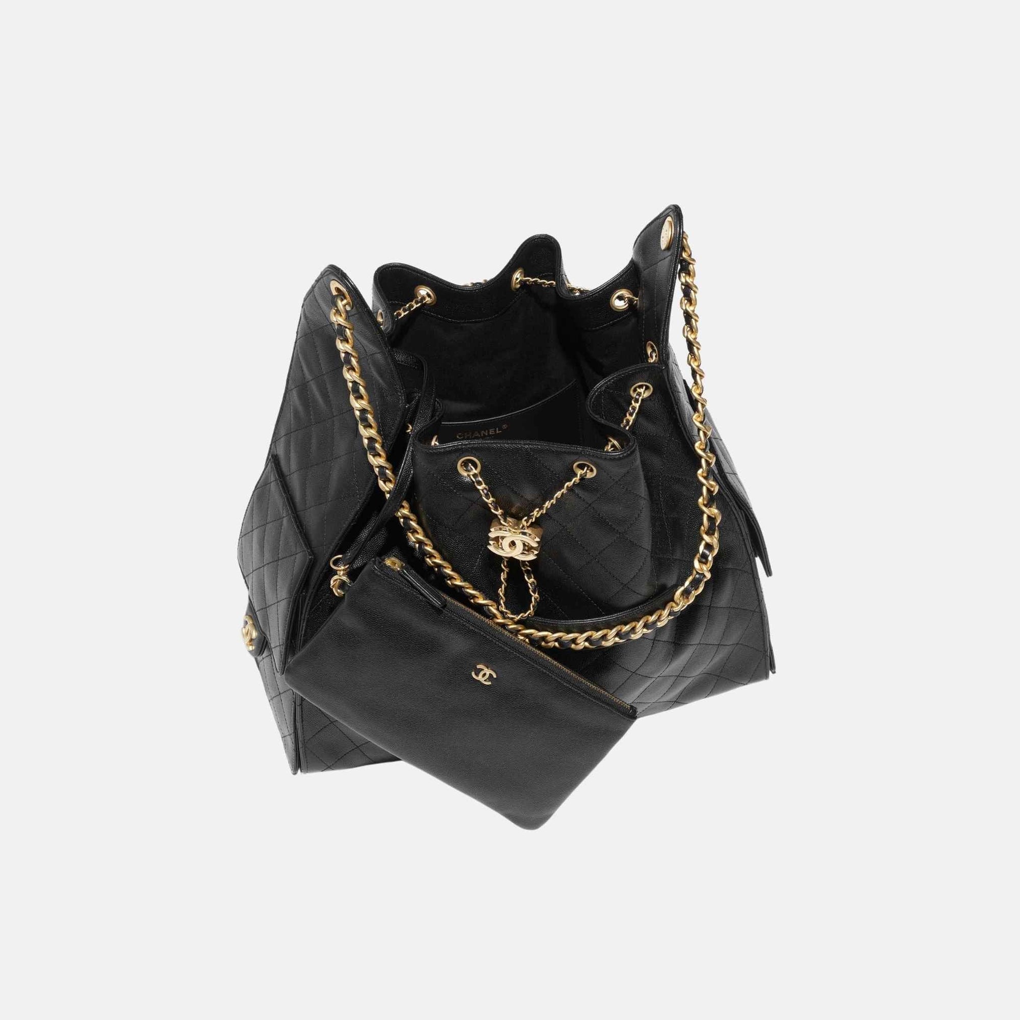 Оригінальна 25 Large Handbag Grained Calfskin And Gold Tone Metal Chanel – вид ззаду