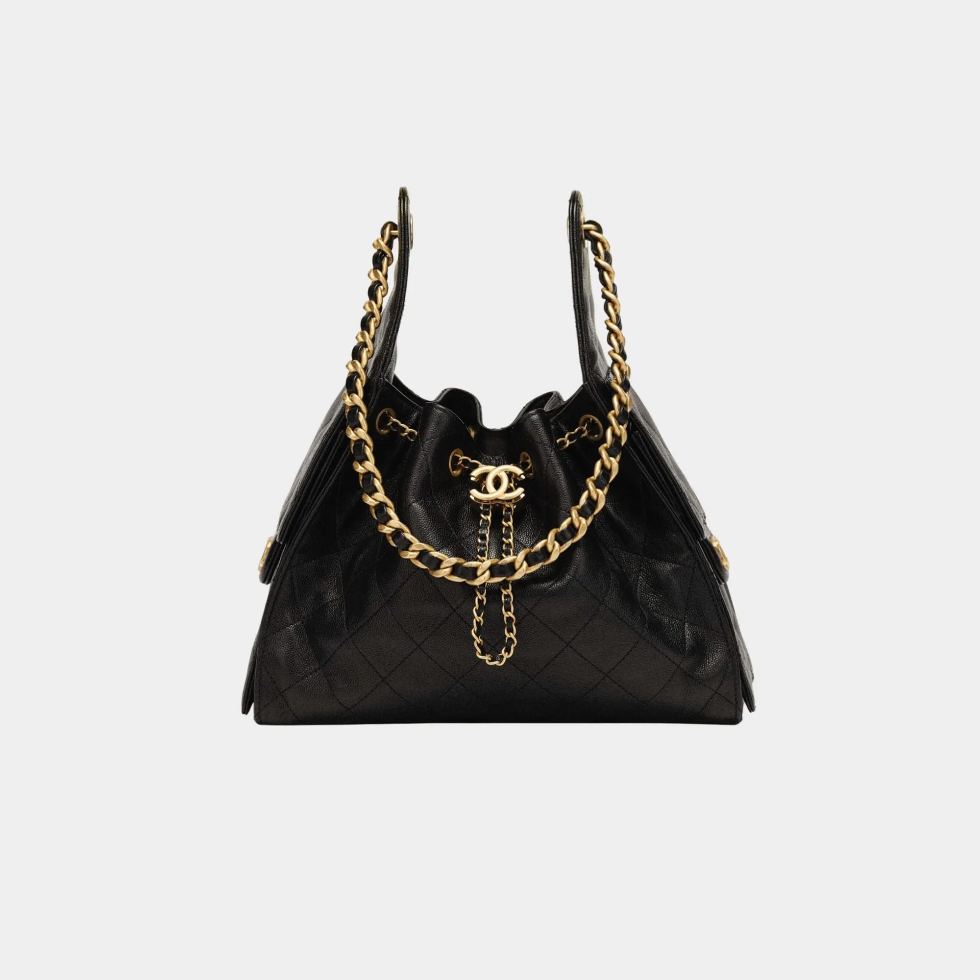 25 Small Handbag Gained Calfskin & Gold Tone Metal Chanel – Гарантія оригінальності – боковий вид